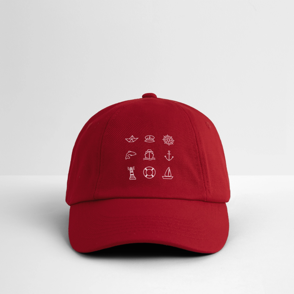Baseballkappe - Nautik Doodles (weiss) - klassisch Rot