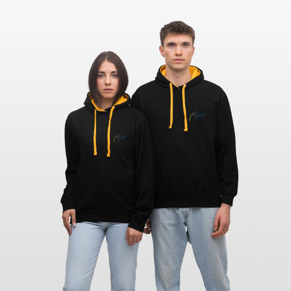 Unisex Kontrast-Hoodie - Meer - Schwarz/Gold