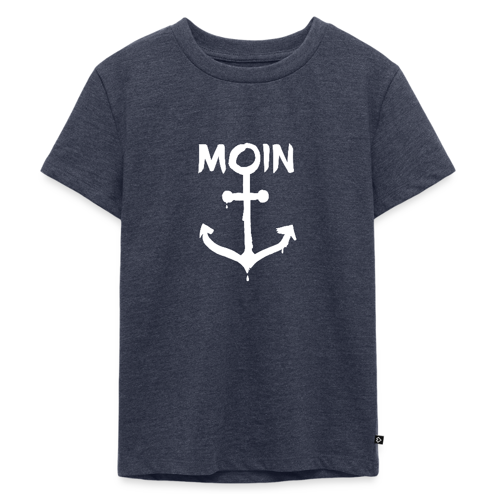 Kinder Premium T-Shirt - Moin Anker (weiss) - Jeansblau 