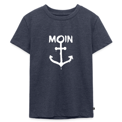 Kinder Premium T-Shirt - Moin Anker (weiss) - Jeansblau 