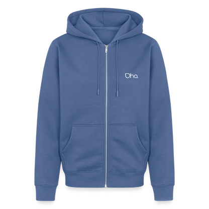 Oha (weiß) - Herren Premium Kapuzenjacke - Taubenblau