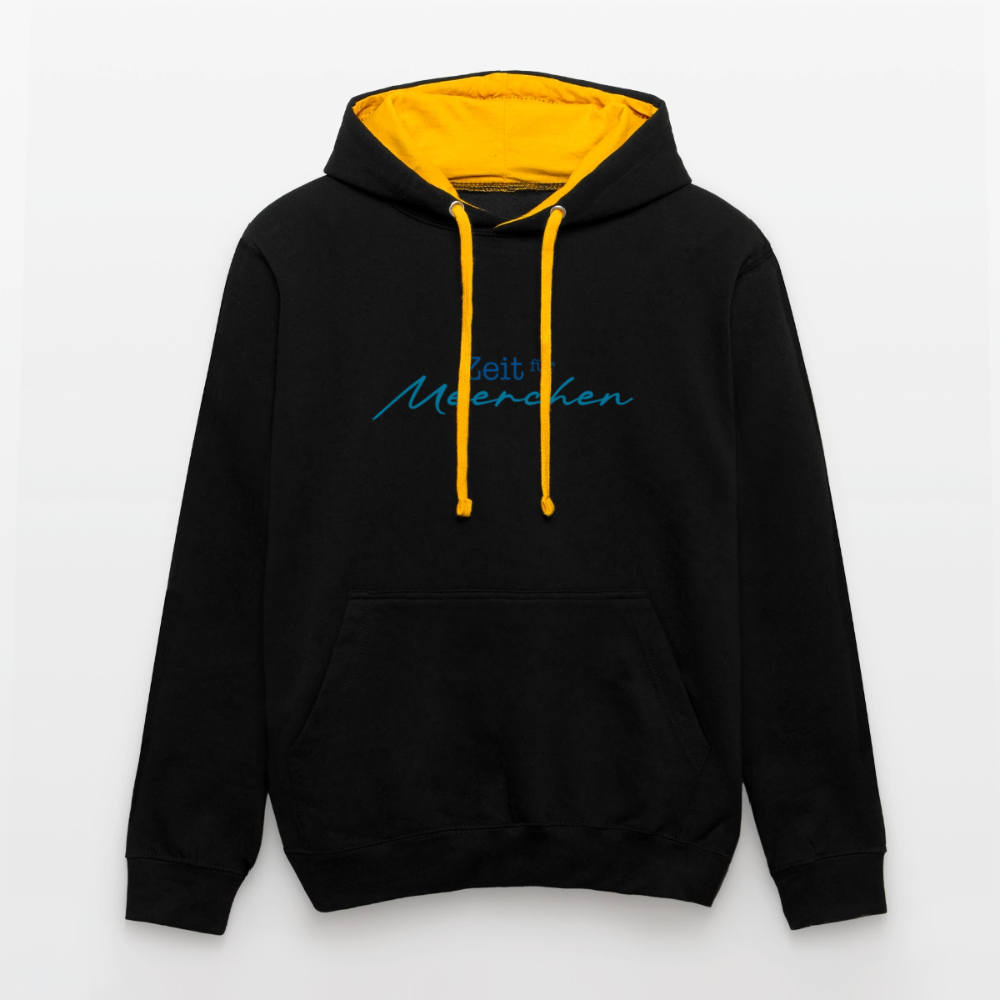 Unisex Kontrast-Hoodie - Zeit für Meerchen - Schwarz/Gold