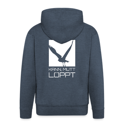 Herren Premium Kapuzenjacke - kann, mutt, löppt - Jeansblau