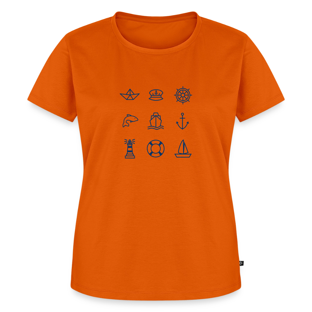 Damen Premium Bio T-Shirt - Nautik Doodles - Orange 