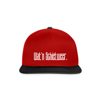 Snapback Cap - wat'n Schietweer (weiss) - Rot/Schwarz