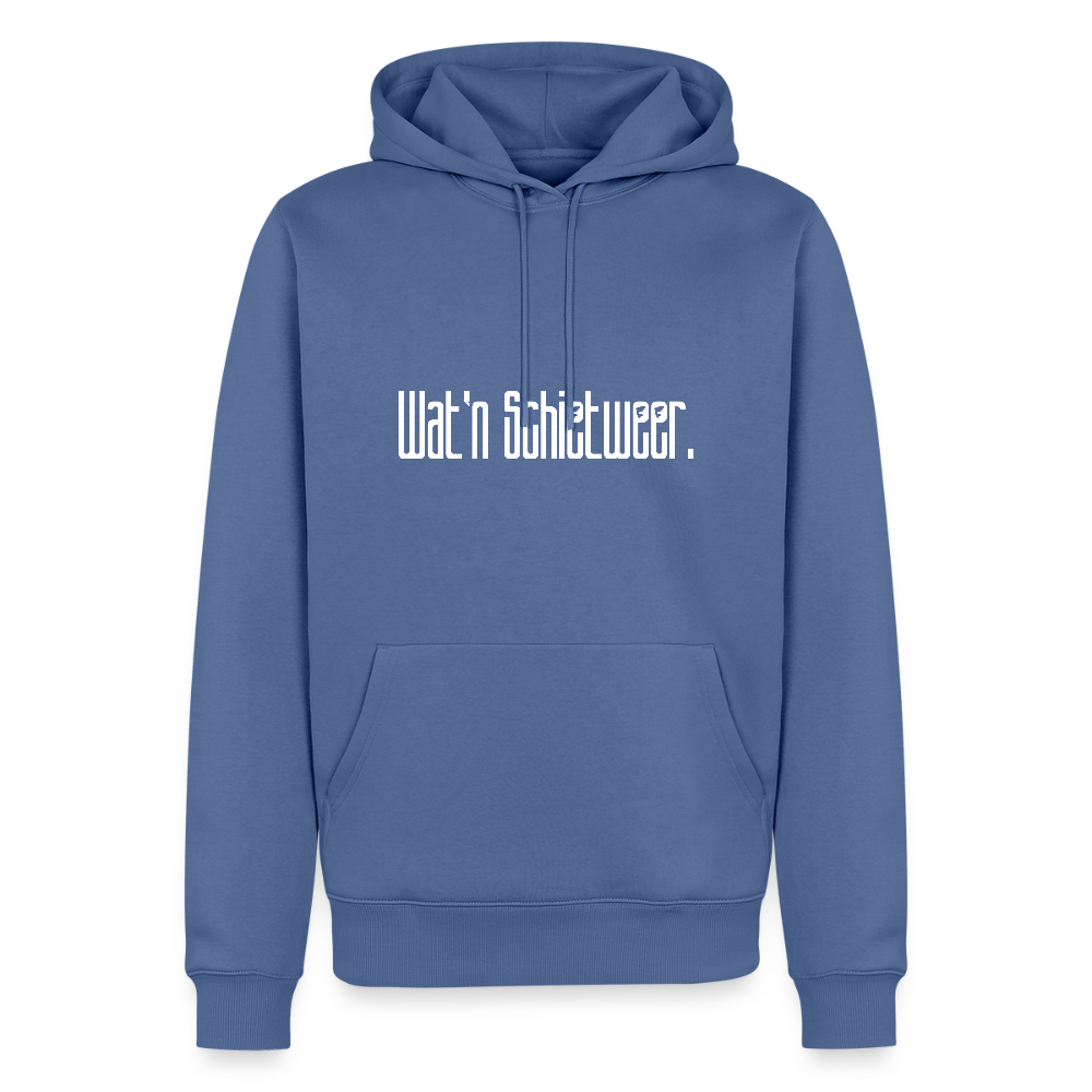 Herren Premium Hoodie - wat'n Schietweer (weiss) - Taubenblau