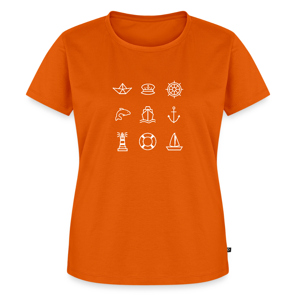 Damen Premium Bio T-Shirt - Nautik Doodles (weiss) - Orange 