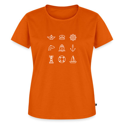 Damen Premium Bio T-Shirt - Nautik Doodles (weiss) - Orange 