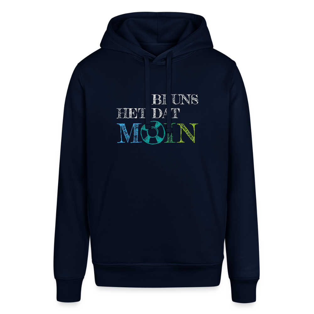 Unisex Bio-Hoodie - Bi uns het dat Moin (weiss) - Navy