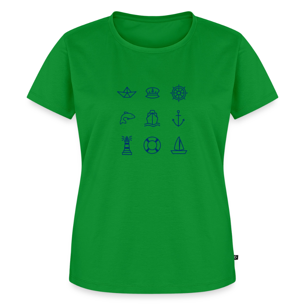 Damen Premium Bio T-Shirt - Nautik Doodles - Grün