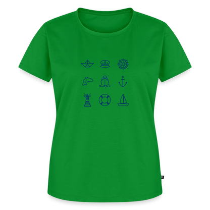 Damen Premium Bio T-Shirt - Nautik Doodles - Grün
