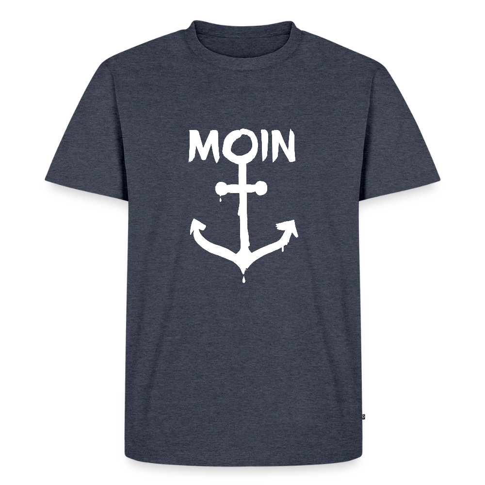 Herren Premium Bio T-Shirt - Moin Anker (weiss) - Jeansblau 