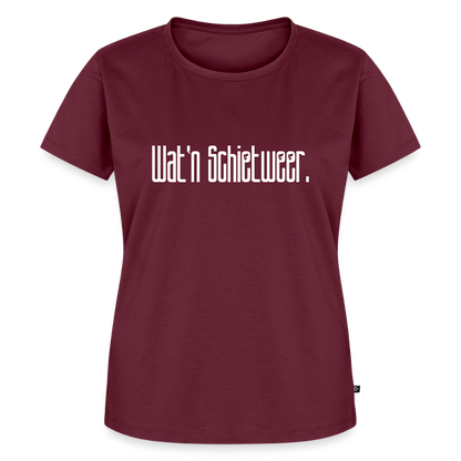 Damen Premium Bio T-Shirt - wat'n Schietweer (weiss) - Burgunderrot