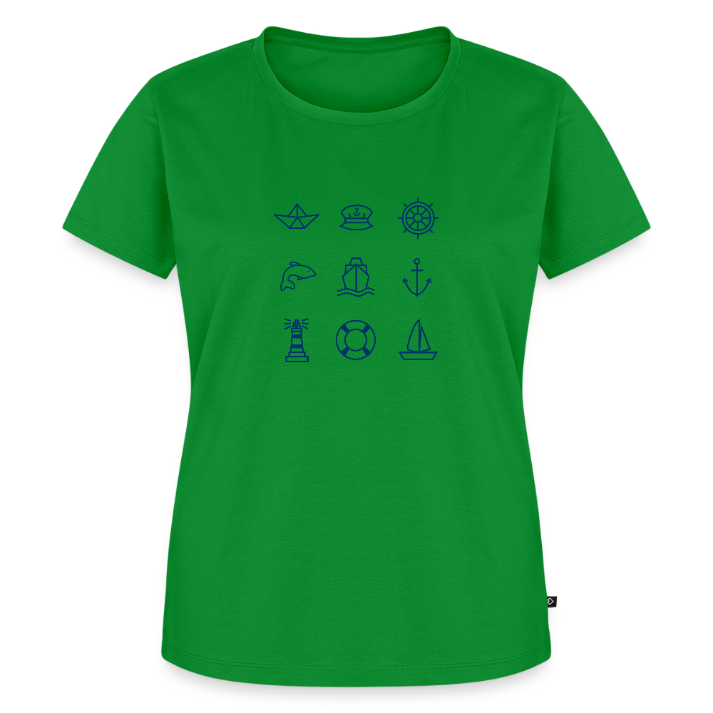 Damen Premium Bio T-Shirt - Nautik Doodles - Grün