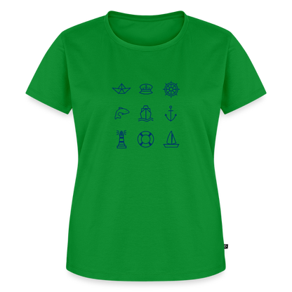 Damen Premium Bio T-Shirt - Nautik Doodles - Grün