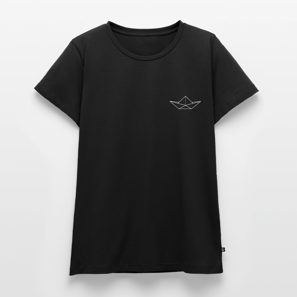 Damen Premium Bio T-Shirt - Origami Boot (weiss) - Schwarz