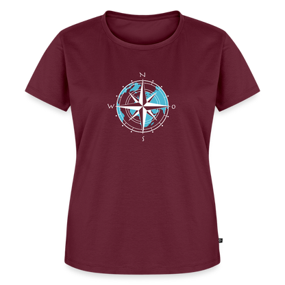 Damen Premium Bio T-Shirt - Kompass (weiss) - Burgunderrot