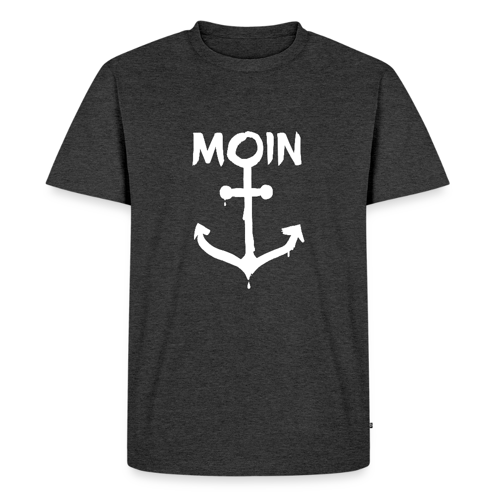 Herren Premium Bio T-Shirt - Moin Anker (weiss) - Anthrazit meliert