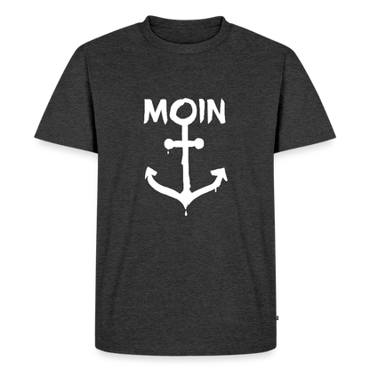Herren Premium Bio T-Shirt - Moin Anker (weiss) - Anthrazit meliert