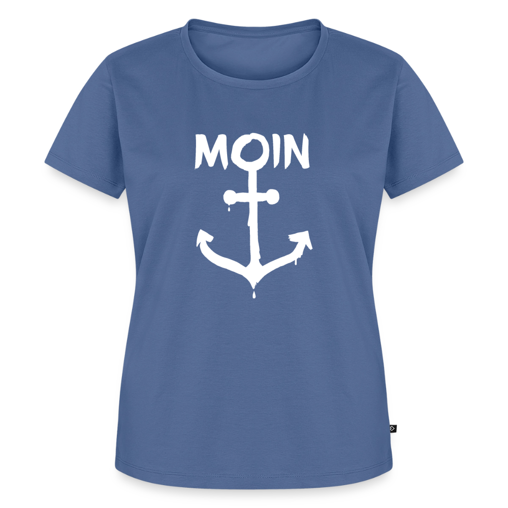 Damen Premium Bio T-Shirt - Moin Anker (weiss) - Taubenblau