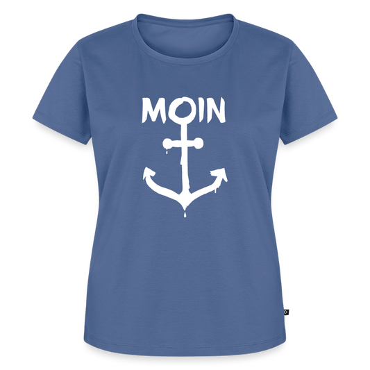 Damen Premium Bio T-Shirt - Moin Anker (weiss) - Taubenblau
