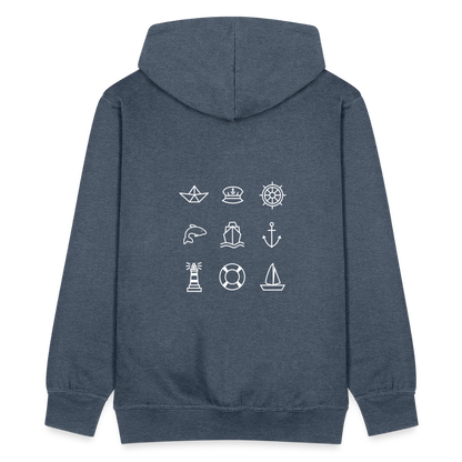 Herren Premium Kapuzenjacke - Nautik Doodles (weiss) - Jeansblau