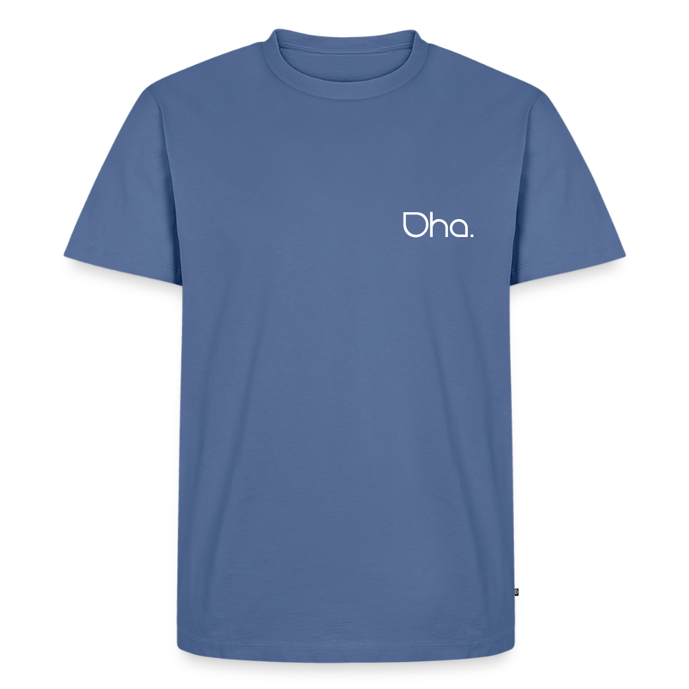 Oha - Herren Premium T-Shirt (weiß) - Taubenblau