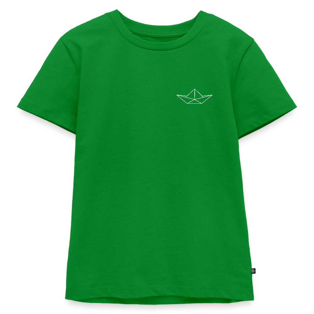 Kinder Premium T-Shirt - Origami Boot (weiss) - Grün
