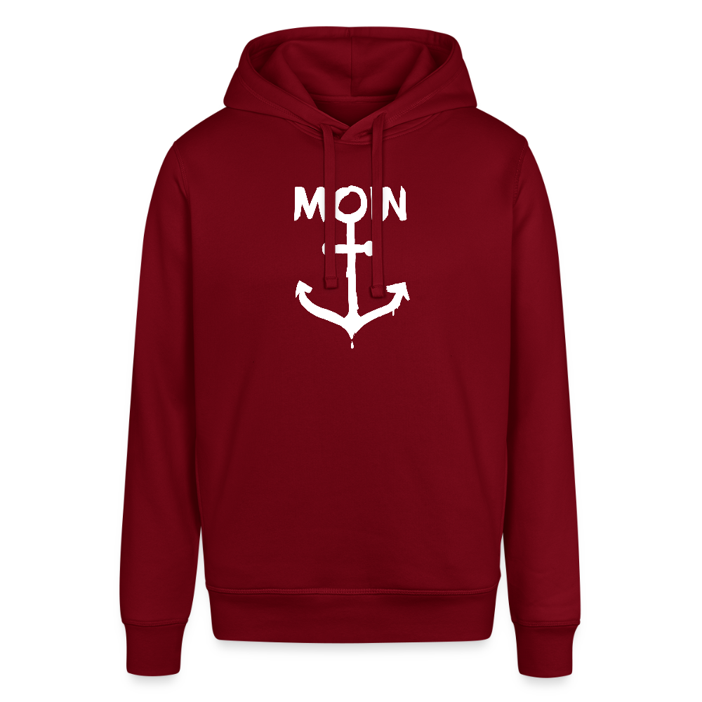 Unisex Bio-Hoodie - Moin Anker (weiss) - Burgunderrot