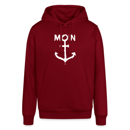 Unisex Bio-Hoodie - Moin Anker (weiss) - Burgunderrot