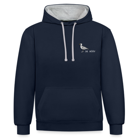 Unisex Kontrast-Hoodie - de Mööv (weiss) - Navy/Grau meliert