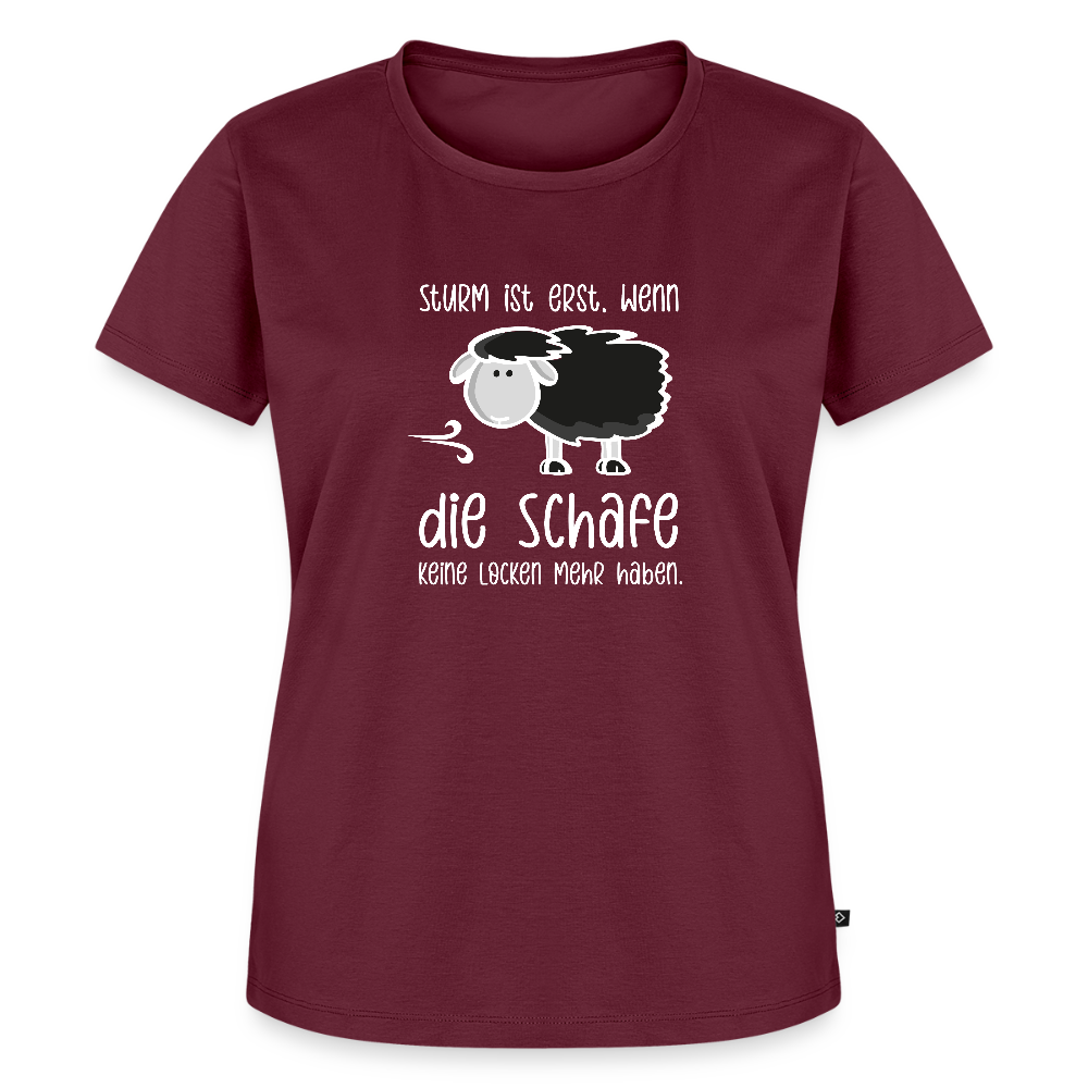 Damen Premium Bio T-Shirt - Schaf (weiss) - Burgunderrot
