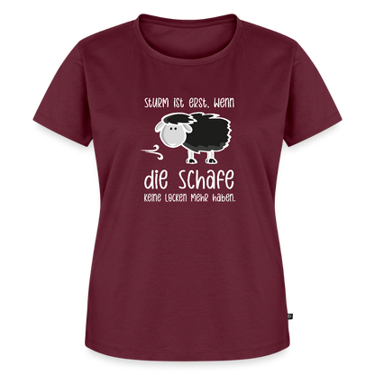 Damen Premium Bio T-Shirt - Schaf (weiss) - Burgunderrot