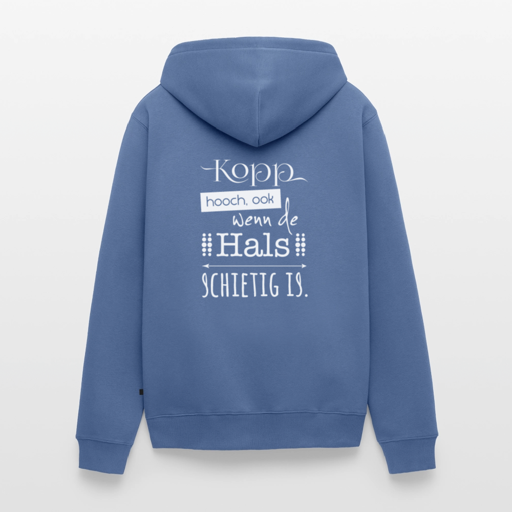 Herren Premium Kapuzenjacke  - Kopp hooch (weiss) - Taubenblau