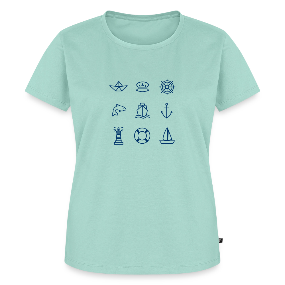 Damen Premium Bio T-Shirt - Nautik Doodles - Mint 