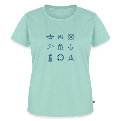 Damen Premium Bio T-Shirt - Nautik Doodles - Mint 