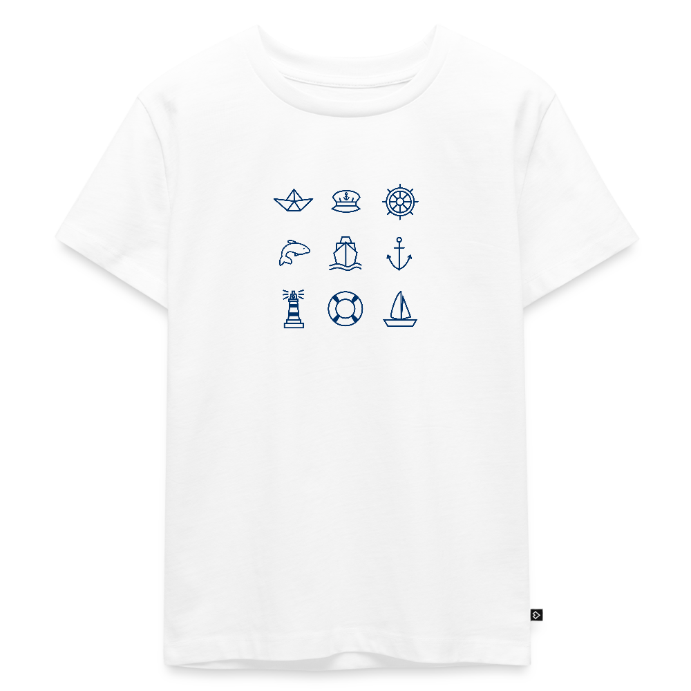 Kinder Premium T-Shirt - Nautik Doodles - Weiß
