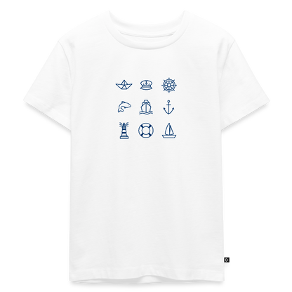 Kinder Premium T-Shirt - Nautik Doodles - Weiß