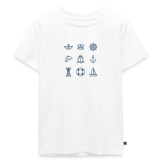 Kinder Premium T-Shirt - Nautik Doodles - Weiß