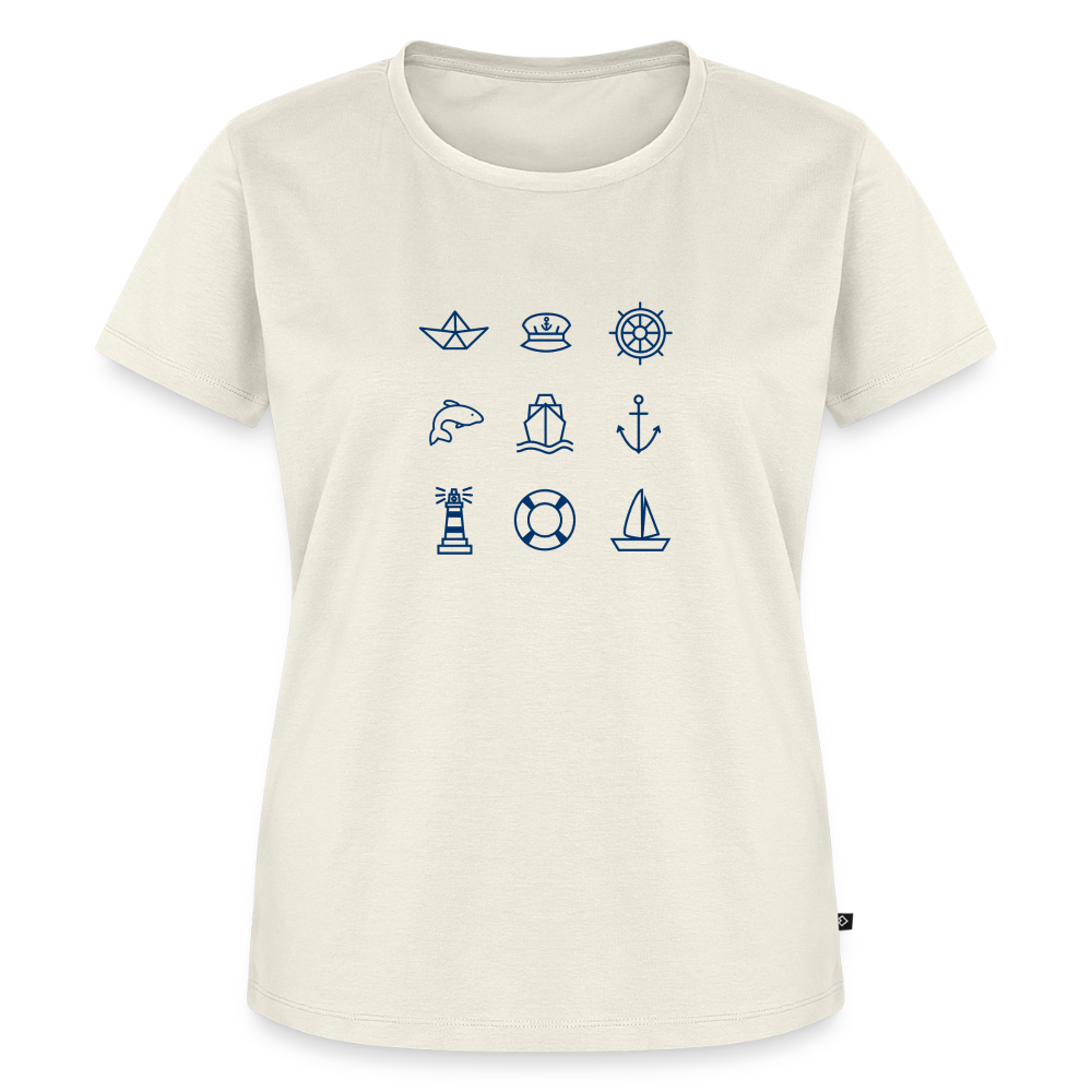 Damen Premium Bio T-Shirt - Nautik Doodles - Naturweiß