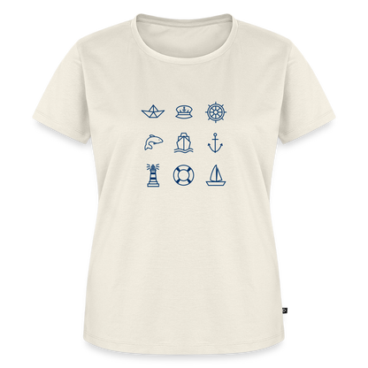 Damen Premium Bio T-Shirt - Nautik Doodles - Naturweiß