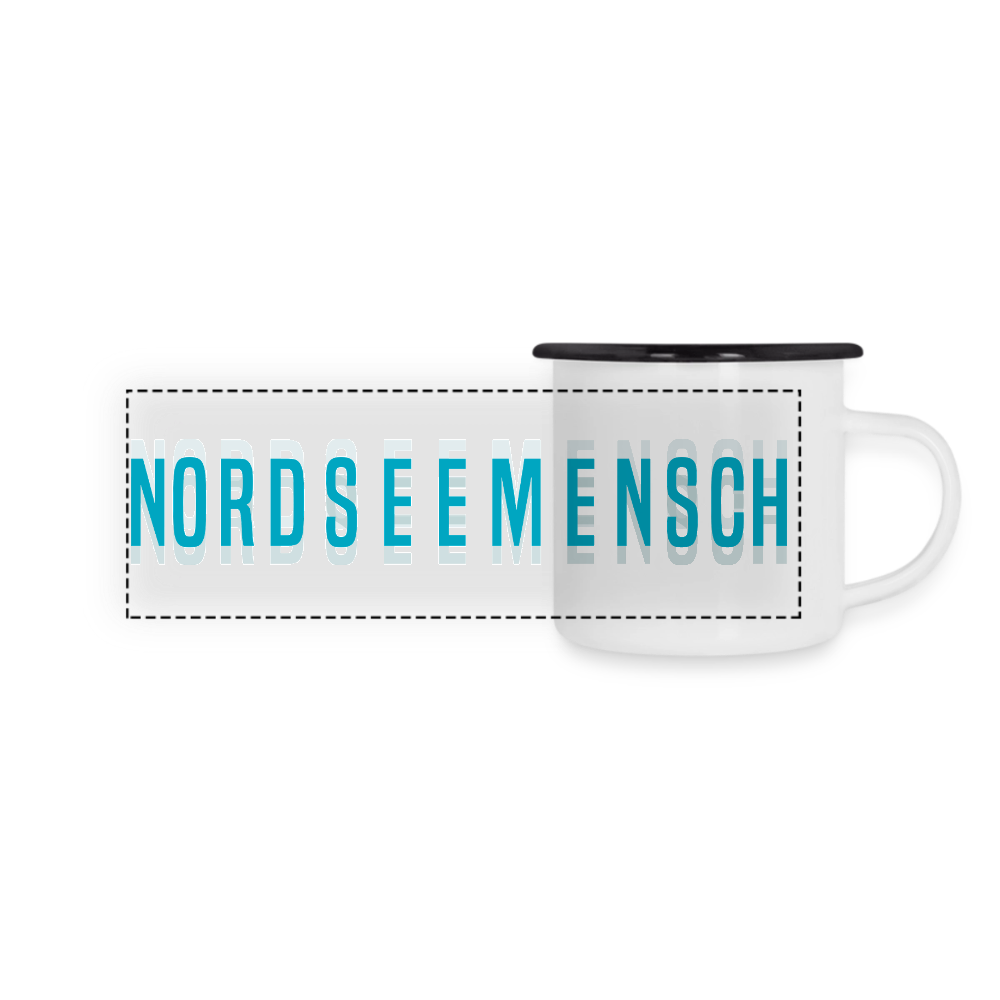Nordseemensch - Panorama Emaille-Tasse - Weiß/Schwarz