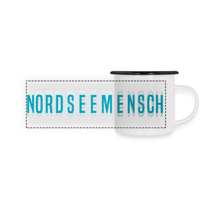 Nordseemensch - Panorama Emaille-Tasse - Weiß/Schwarz