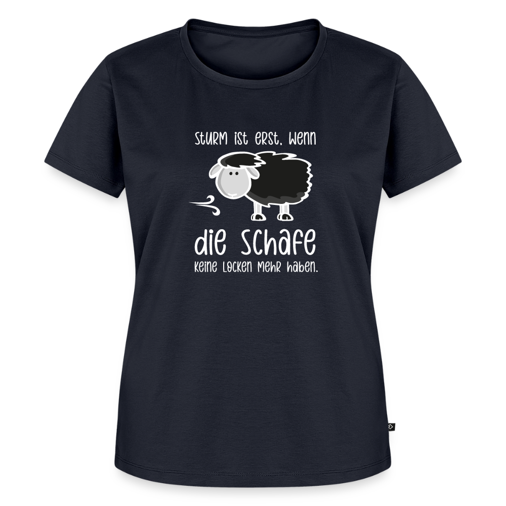 Damen Premium Bio T-Shirt - Schaf (weiss) - Navy