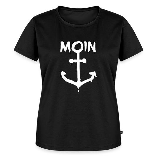 Damen Premium Bio T-Shirt - Moin Anker (weiss) - Schwarz