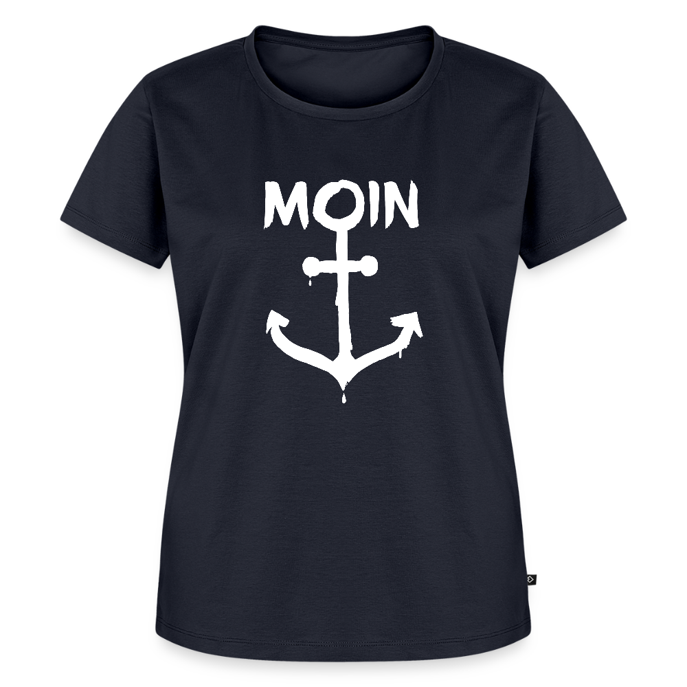 Damen Premium Bio T-Shirt - Moin Anker (weiss) - Navy