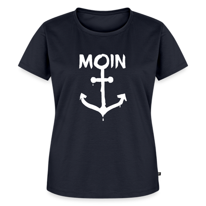 Damen Premium Bio T-Shirt - Moin Anker (weiss) - Navy