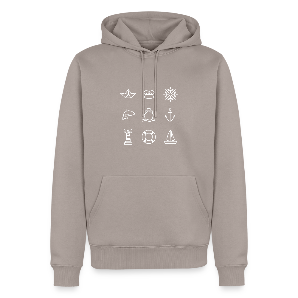 Herren Premium Hoodie - Nautik Doodles (weiss) - Taupe