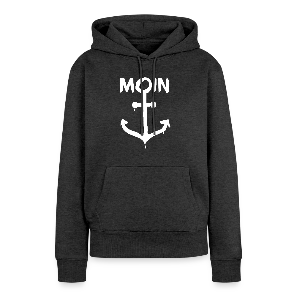 Damen Premium Hoodie - Moin Anker (weiss) - Anthrazit meliert