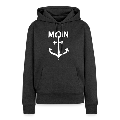 Damen Premium Hoodie - Moin Anker (weiss) - Anthrazit meliert